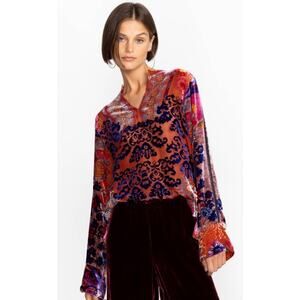 Women's Johnny Was Syriah Burnout Enta Blouse Medium Boho Silk Blend Tunic Small
